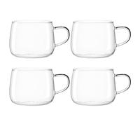 LEONARDO 077385 Lot de 4 tasses à thé en verre borosilicate à paroi épaisse - Fabriquées à la main - Contenance 450 ml - Passe au lave-vaisselle et au micro-ondes - 4 verres à thé transparents