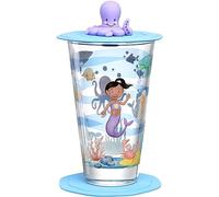LEONARDO Bambini Avventura 023675 Lot de 3 verres pour enfant, avec couvercle et soucoupe, motif de mer, taille L, capacité 300 ml, passe au lave-vaisselle, motif mer