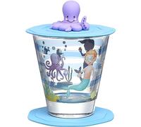 LEONARDO Bambini Avventura 023676 Lot de 3 verres pour enfant, avec couvercle et soucoupe, motif de mer, en verre de qualité supérieure, taille S, capacité 215 ml, passe au lave-vaisselle