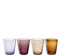 LEONARDO HOME Burano 055289 Lot de 4 verres colorés avec inclusions de bulles Verre à eau 4 couleurs Passe au lave-vaisselle Fabriqué à la main 330 ml