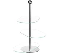 LEONARDO HOME CENA 025364 Présentoir en verre moderne pour gâteaux et amuse-gueules Élégant présentoir pour brunch et buffet Design intemporel Pour toutes les occasions Hauteur 39 cm Argenté