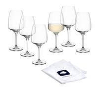 LEONARDO HOME Cesti 040970 Lot de 6 verres à vin blanc avec chiffon de polissage, 360 ml, passent au lave-vaisselle, résistants aux chocs, élégants, à pied bas, adaptés à un usage quotidien