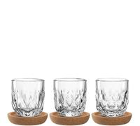 LEONARDO HOME GOCCE Lot de 6 verres à expresso • 60 ml • 3 dessous de verre en liège • 3 tasses à expresso • Verre à expresso pour porte-filtre • Passe au lave-vaisselle • Avec structure goutte
