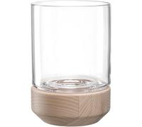 LEONARDO HOME Legno 084750 Photophore Moderne en Verre et Bois, Fait à la Main, photophore Intemporel, œuvre d'art Unique, Design élégant et Plaisir Durable, Hauteur 20,9 cm, Beige, 084750