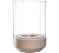 LEONARDO HOME Legno 084751 Photophore Moderne en Verre et Bois, Fait à la Main, photophore Intemporel, œuvre d'art Unique, Design élégant avec Plaisir Durable, Hauteur 30 cm, Beige