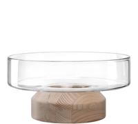 LEONARDO HOME Legno 084752 Vase moderne en verre et bois, fait à la main, bol intemporel, œuvre d'art unique, design élégant et plaisir durable, hauteur 13,4 cm, beige