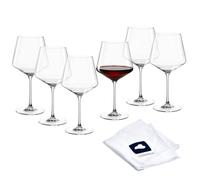 LEONARDO HOME Lot de 6 verres à bordeaux PUCCINI avec chiffon de polissage - Verres à vin lavables au lave-vaisselle (730 ml) - Résistant aux chocs et à un usage quotidien - 040981