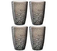 LEONARDO HOME Matera 024382 Lot de 4 verres en verre de qualité supérieure, aspect martelé, contenance 340 ml, fait à la main, passent au lave-vaisselle, robustes, gris