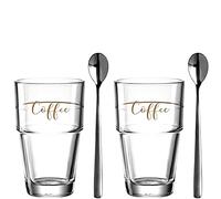 LEONARDO HOME Mug 'Coffee' Solo Lot de 2 Gobelets 410 ml + 2 Cuillères 043477 Verre