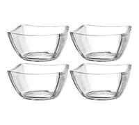 LEONARDO HOME Piazza 024407 Lot de 4 bols de service en verre pour servir au lave-vaisselle, saladiers modernes, de qualité supérieure, hauteur 6,5 cm, transparents