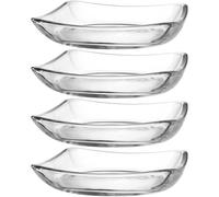 LEONARDO HOME Piazza 024408 Lot de 4 assiettes de service modernes en verre pour gâteaux et pâtisseries Passe au lave-vaisselle Plateau en verre Transparent Hauteur 4 cm