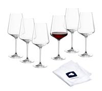 LEONARDO HOME Pucini 040978 Lot de 6 verres à vin rouge avec chiffon de polissage - Verres à vin rouge lavables au lave-vaisselle (750 ml) - Résistants aux chocs et adaptés à un usage quotidien -