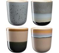 LEONARDO HOME Roma 025441 Lot de 4 tasses à café modernes sans anse - Fabriquées à la main en céramique de qualité supérieure - Empilables - Design assorti - Multicolore