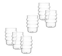LEONARDO HOME SOLE 057167 Lot de 6 verres à eau 440 ml - Gobelets à bulles - Forme ondulée - Tasse à thé - Tasse à café - Latte Macchiato - Café glacé - Passe au lave-vaisselle - Transparent