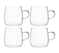 LEONARDO HOME Tè per Te 077386 Lot de 4 tasses à thé en verre borosilicate à paroi épaisse fabriquées à la main Capacité 570 ml Passe au micro-ondes Transparent