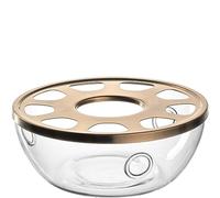 LEONARDO HOME Tè per Te 077393 Réchaud pour Bougie Chauffe-Plat en Verre Borosilicate avec Couvercle en métal Fabriqué à la Main Hauteur 6,5 cm, Ø 15 cm Passe au Lave-Vaisselle 1 Chauffe-thé