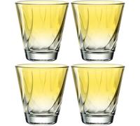LEONARDO HOME Twist 046966 - Lot de 4 verres à jus de qualité supérieure et modernes - Verres à eau ergonomiques et incurvés - Pour un usage quotidien - Jaune - 215 ml