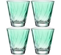 LEONARDO HOME Twist 046968 - Lot de 4 verres à jus de qualité supérieure et modernes - Verres à eau ergonomiques et incurvés - Pour un usage quotidien - Vert - 215 ml