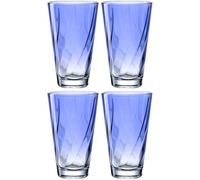 LEONARDO HOME Twist 046971 Lot de 4 verres à boire - Passe au lave-vaisselle - De qualité supérieure et moderne - Ergonomiques - Convient au quotidien et à l'eau incurvée - Bleu - 300 ml