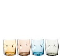 LEONARDO HOME VESUVIO - Lot de 4 verres - 300 ml - Verre coloré - Fabriqué à la main - Verre à eau - Passe au lave-vaisselle - Encoches caractéristiques pour un confort optimal - 077375