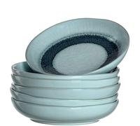 Leonardo Matera 018546 Lot de 6 assiettes creuses en céramique, passent au lave-vaisselle, avec glaçage, 6 assiettes rondes en grès, Ø 20,7 cm, bleu