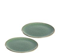 Leonardo Matera 026988 Lot de 2 assiettes plates, en céramique, passent au lave-vaisselle, avec glaçage, 2 assiettes rondes, en grès, vertes, Ø 27 cm
