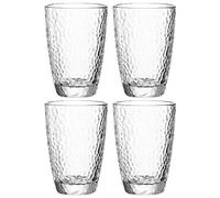Leonardo Matera 077408 Lot de 4 verres à boire en verre de qualité supérieure aspect martelé Capacité 340 ml Passe au lave-vaisselle Robuste Transparent