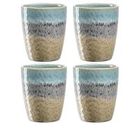 Leonardo Matera Lot de 4 tasses en céramique 300 ml Fait main Passe au micro-ondes Passe au lave-vaisselle Bleu/anthracite/beige