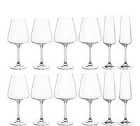 Leonardo Paladino 066313 Lot de 12 verres à calice, à vin blanc, à vin rouge et à champagne lavables au lave-vaisselle