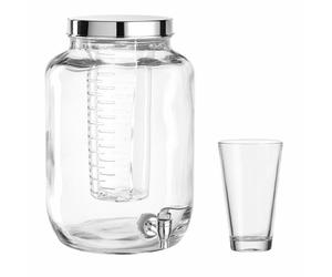 Leonardo Succo Distributeur de boissons avec socle et gobelets Ciao, 8 pièces, verres, distributeur de boissons, distributeur d'eau, verre, 7 L