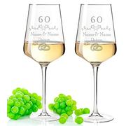 Leonardo Verres à vin pour mariage en diamant avec nom et date gravé - Cadeau de mariage personnalisé pour les jeunes mariés - 50 ans couleur Puccini