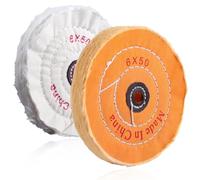 LEONTOOL 2 pièces 6" Meule de polissage pour meuleuse d’établi Roues de polissage Trou d’arbre 1/2" Tampon de polissage en coton blanc et jaune pour le polissage du métal, automobile