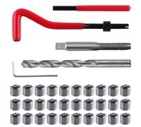 LEONTOOL 30 Pièces Kit de Réparation de Filetage M8x1.25, Kit d'Insert de Filetage Métrique avec Forets HSS, Inserts, Tarauds, Outils d'Installation à Casser, Outil de Refiletage Portable pour Auto
