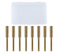 LEONTOOL 8 Pcs Haute Dureté Diamant Tronçonneuse Aiguiseur Mèche 3/16 « 4.8mm Titane Plaqué Meule Lime Outil de Polissage avec 1/8" Tige Meule Lime pour Tronçonneuse Bois Bijoux Pierre, Doré
