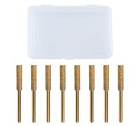 LEONTOOL 8 Pcs Haute Dureté Diamant Tronçonneuse Aiguiseur Mèche 5/32" 4mm Titane Plaqué Meule Lime Outil de Polissage avec 1/8" Tige Meule Meule Lime pour Tronçonneuse Bois Bijoux Pierre, Doré