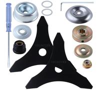 LEONTOOL Lot de 2 Lames de débroussailleuse de 25,4 cm x 3 Dents pour désherbeur, en Acier au manganèse avec kit d'adaptateur de Lame pour Arbre de 25,4 ou 20 mm - Compatible avec Husqvarna