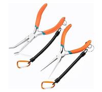 LEONTOOL Lot de 2 mini pinces à bec aiguille - Courbées et droites pour la fabrication de bijoux, pliage de fils, prise en main de petits objets - Jaune vert, 15,2 cm avec cordon