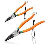LEONTOOL Lot de 2 pinces à anneau de verrouillage robustes de 20,3 cm et 27,9 cm - Pince spéciale pour circlips d'angle - Pince à rondelle en fer à cheval - Pince à anneau de retenue