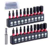 LEONTOOL Lot de 20 forets à tête hexagonale pour llen avec porte-embout de 6,35 mm métriques et SAE magnétiques avec boîte de rangement S2 en alliage d'acier allié de 2,5 cm de long