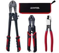 LEONTOOL Lot de 3 pinces coupe-boulons robustes de 35,6 cm, mini coupe-boulons de 20,3 cm, coupe-câble de 20,3 cm avec sac de rangement, lame CR-MO pour couper le fil d'acier, le fil barbelé, les