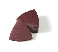 LEONTOOL Lot de 30 patins de ponçage triangulaires oscillants à crochet et boucle de 80 mm - Grain 80 - Sans trou - Papier abrasif triangulaire pour polissage du bois et du métal