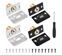LEONTOOL Lot de 4 Ferme-portes à Bille pour Portes de Placard, Ferrure à Bille à Roulement Réglable, Loquet à Bille à Enfoncement, Corps en Laiton avec Plaque de Frappe en Acier Inoxydable