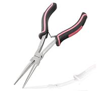 LEONTOOL Pince à bec aiguille à longue portée avec dents de 17,8 cm pour la fabrication de bijoux, petite pince à bec long à longue portée, poignées antidérapantes pour travailler dans les espaces