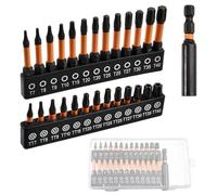 LEONTOOL Set de 27 Embouts Torx Sécurité Anti-effraction, TT7 à TT40, Acier S2, Longueurs 25 et 50mm, Avec Porte-Embout Aimanté 60mm, Zone de Torsion, Boîte de Rangement