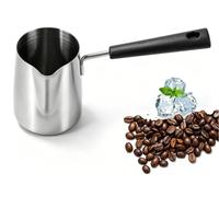 Leopacat Cafetière Turque Acier Inoxydable avec Long Manche Résistant 600ML | Chauffe Pot à Lait et Mousseur à Café, Pichet Polyvalent Pour Cuisine, Camping, Home Cafe Maison Latte Art