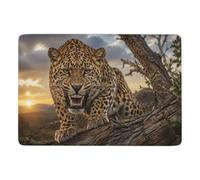 Leopard with Diamond Grill Tapis 150 X 100 Cm, Imprimé Pour Automne | Tapis imprimé à poils courts avec dos à points PVC antidérapants; convient aux petits espaces; près du lit ou du canapé