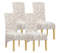 Leorate Lot de 4 housses de chaise de salle à manger à dossier haut en tissu épais imprimé pour chaises de salle à manger, fête de mariage, banquet, hôtel, maison