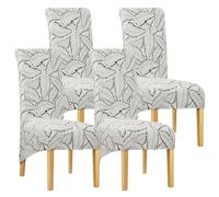 Leorate Lot de 4 housses de chaise de salle à manger à dossier haut en tissu imprimé épais pour chaises de salle à manger, mariage, fête, banquet, hôtel, maison