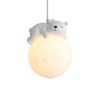 LEOSHI Lampe Suspendue en Forme de Lune 3D pour Chambre d'enfant, à intensité Variable, en Forme d'animal, de Dessin animé, de planète, en résine, Petite Boule de Lait Blanche Mignonne, Lustre pour