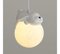 Leoshi Lampe Suspendue en Forme de Lune 3D pour Chambre d'enfant, à intensité Variable, en Forme d'animal, de Dessin animé, de planète, en résine, Petite Boule de Lait Blanche Mignonne, Lustre pour